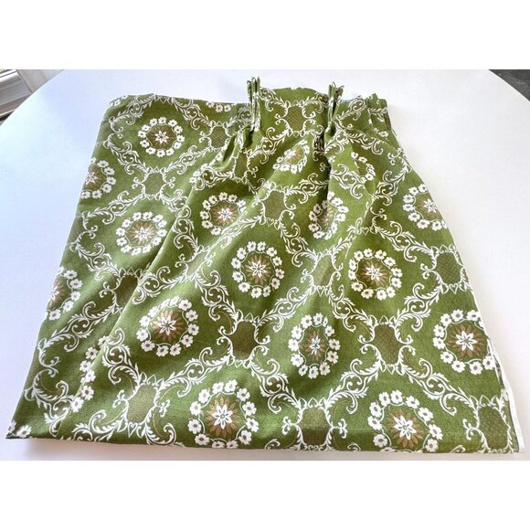 Vintage 60s pleated curtain, green & gold bold floral, MCM Fiberglass panel - Picture 9 of 10